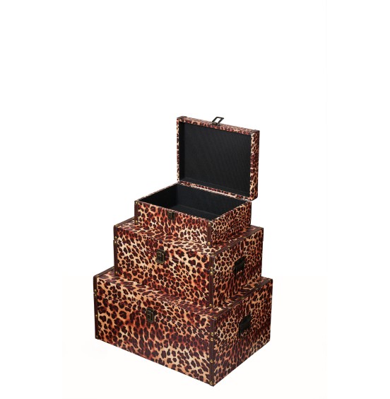 LEOPAR DETAYLI 3LÜ SANDIK SET  27x20x10CM 35x25x15CM 43x30x20CM SET2