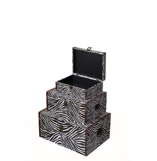 ZEBRA DETAYLI 3LÜ SANDIK SET  27x20x10CM 35x25x15CM 43x30x20CM SET2